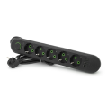Мережевий фільтр F05U, 5 розеток EU + 3 USB, 1.5 м, перетин 3х0, 75мм, 2500W, Black, Box