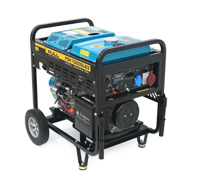 Дизельний генератор FULL FDK10000LE3, трехфазный 230 / 380V, 50Hz, 9.4kVA / 7.5kW, бак 12,5 л, витрата 2 л / год, ручний / стартер (без АКБ), 700х510х620 мм, 124 кг