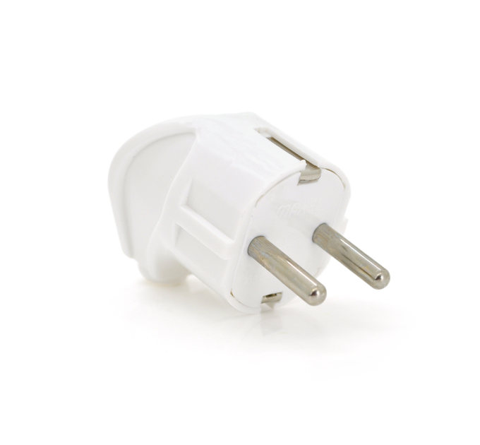 Вилка з заземленням кутова, 16A 250V, A713, White