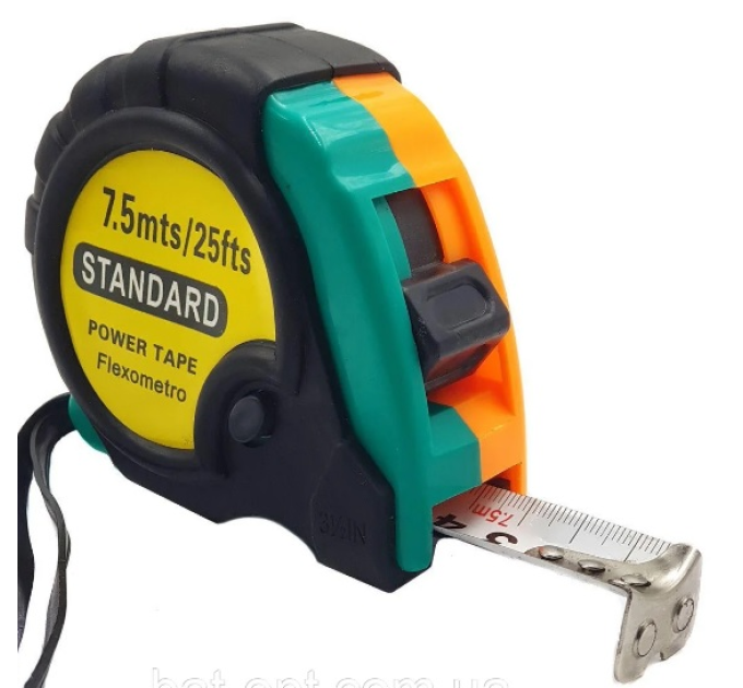 Рулетка гумова STANDART, 7,5м, Q48