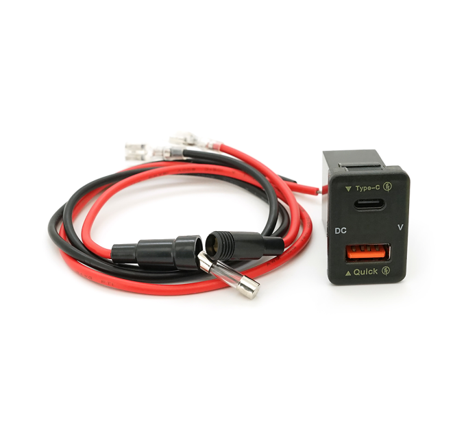 АЗУ FPUV-B, PD+QC3.0, Type-C: 30W, 5V-3A / 9V-3A / 12V-2.5A, USB: 18W, 5V-3.4A / 9V-2A / 12V-1.5A, 33x23mm, LED Blue, Black