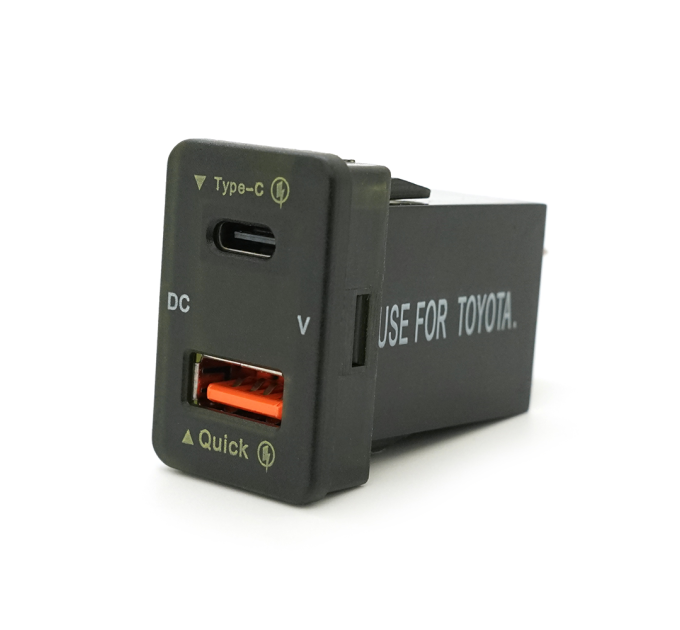 АЗУ FPUV-B, PD+QC3.0, Type-C: 30W, 5V-3A / 9V-3A / 12V-2.5A, USB: 18W, 5V-3.4A / 9V-2A / 12V-1.5A, 33x23mm, LED Blue, Black