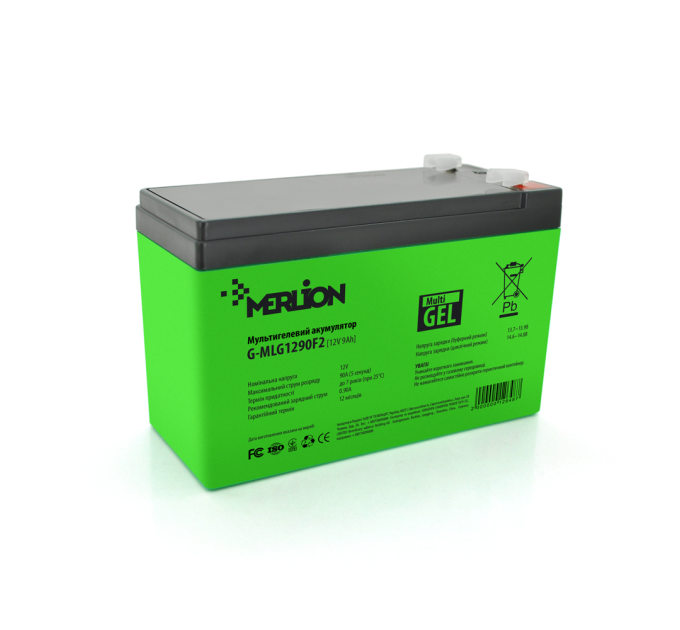 Акумуляторна батарея MERLION G-MLG1290F2 12 V 9,0 Ah ( 150 x 65 x 95 (100) ) Green Q10 / 420