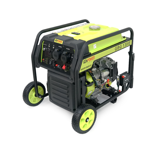Генератор інверторний БЕНЗИНОВИЙ GENPOWER GBG 130IE 10.4kW (13kVA), однофазний, 230V, 50Hz, DC12V. об'єм 33л., витрата 0,374Lt / kWt.стартер, АКБ у комплект не входить, 710*540*640mm. 74кг.
