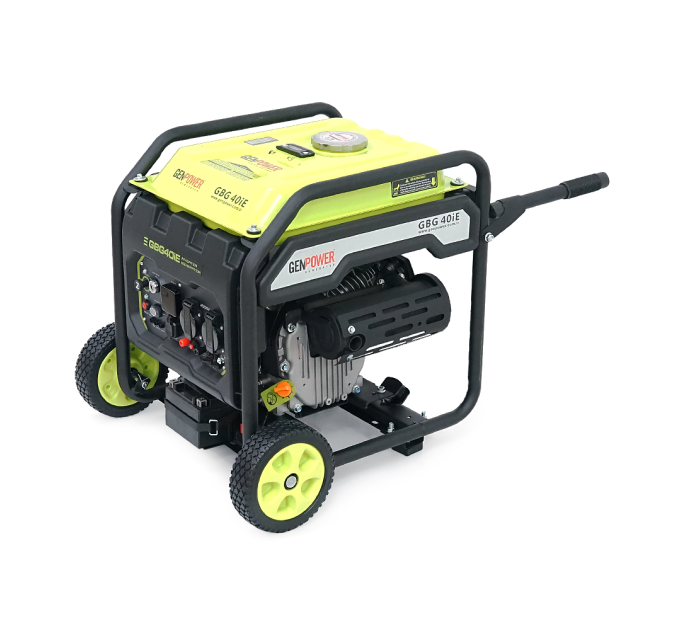 Генератор інверторний БЕНЗИНОВИЙ GENPOWER GBG 40IE 3.2kW (4kVA), однофазний, 230V, 50Hz, DC12V. об'єм 10.0л. витрата 0,374 Lt / kWtt, стартер (без АКБ), 530 * 440 * 540mm.31kg.
