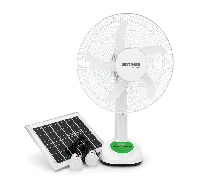 Вентилятор GDTIMES GD 8069LI-16, 16", Solar+ вбудований акумулятор, 2*USB лампочки, Box