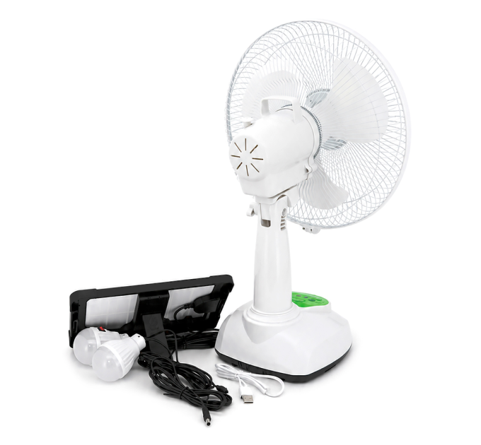 Вентилятор GDTIMES GD 8069LI, 12", Solar+ вбудований акумулятор, 2*USB лампочки, Box