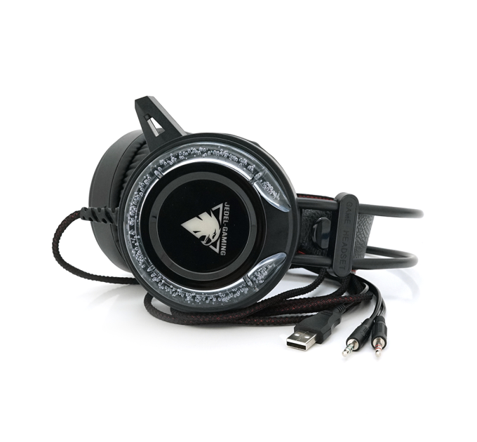 Навушники провідні з підсвічуванням Jedel GH-232, з мікрофоном, Black, Box