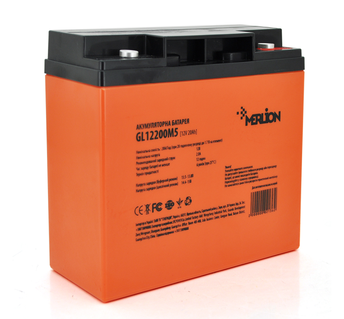 Акумуляторна батарея MERLION GL12200M5 12 V 20 Ah ( 180 x 78 x 165 (168) ), 5,4 kg Orange Q4