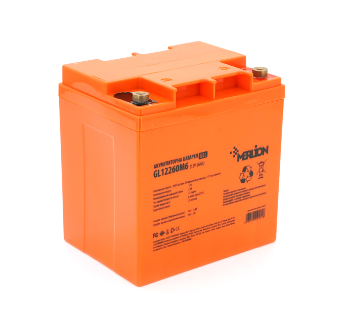 Акумуляторна батарея MERLION GL12260M6 12 V 26 Ah (165 х 125 х173) Orange Q1 / 128