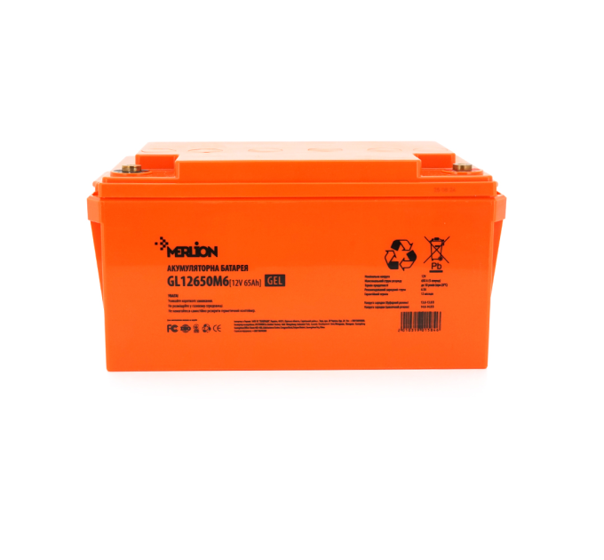 Акумуляторна батарея MERLION GL12650M6 12 V 65 Ah (348 x 168 x 178) Orange Q1 / 48