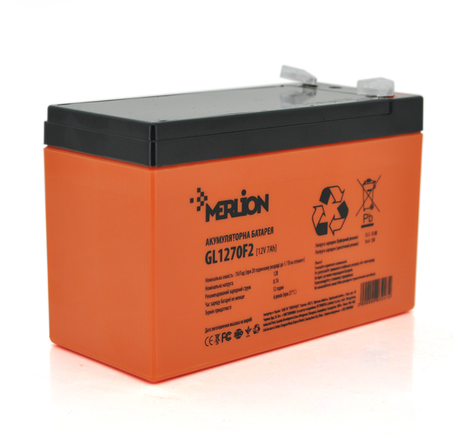 Акумуляторна батарея MERLION GL1270F2 12 V 7Ah ( 150 x 65 x 95 (100) Orange Q10 / 480