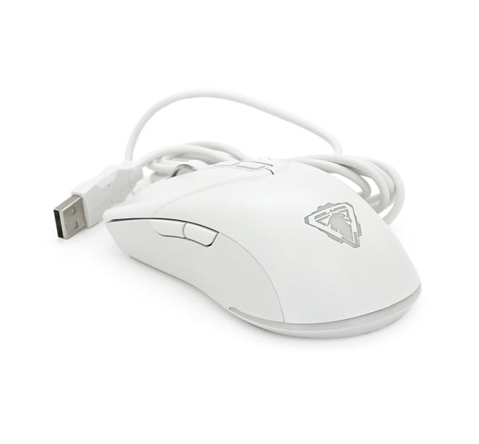 Миша провідна JEDEL GM700, 7 кнопок, 1200 / 1800 / 2400 / 3600DPI, кабель 1,5 м. RGB підсвічування. 120х74х40мм. White. Box