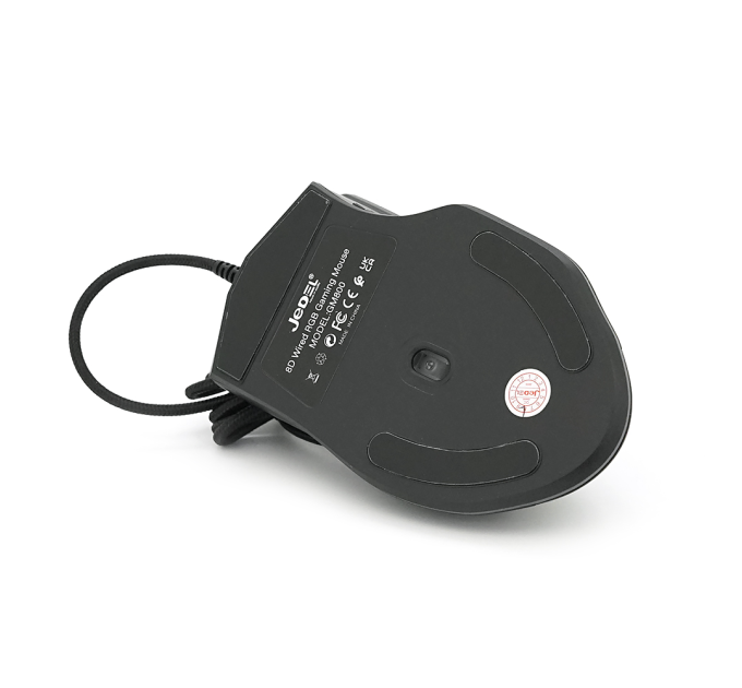 Миша провідна JEDEL GM800, 8 кнопок, 1200 / 1800 / 2400 / 3600 / 4800 / 7200DPI, кабель 1,5 м. RGB підсвічування. 128х77х40мм. Black. Box