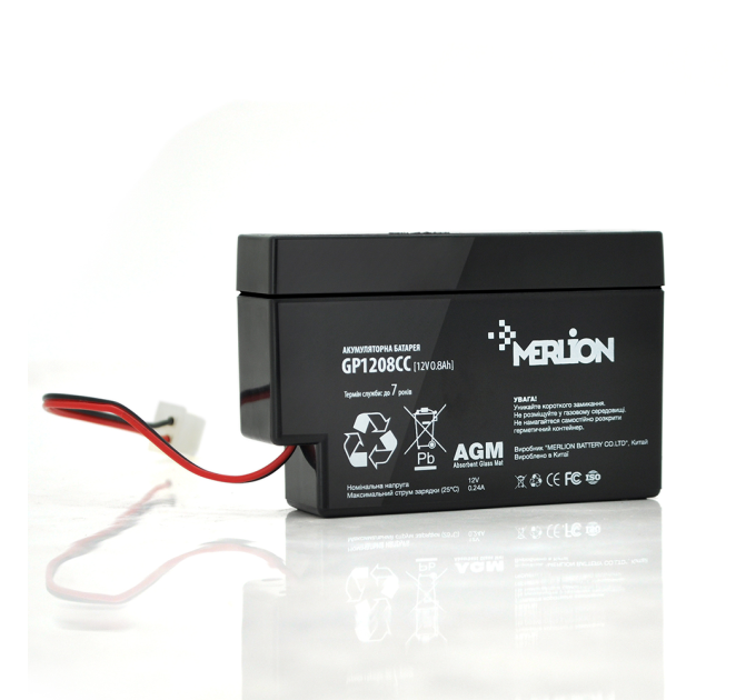 Акумуляторна батарея MERLION AGM GP1208СС 12 V 0,8Ah (95 х 23 х 60) Q40