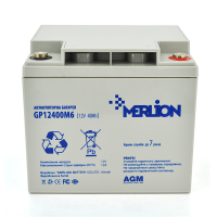Акумуляторна батарея MERLION AGM GP12400M6 12 V 40 Ah ( 196 x 165 x 175 ), 11.9 kg, Grey, Q1 / 96