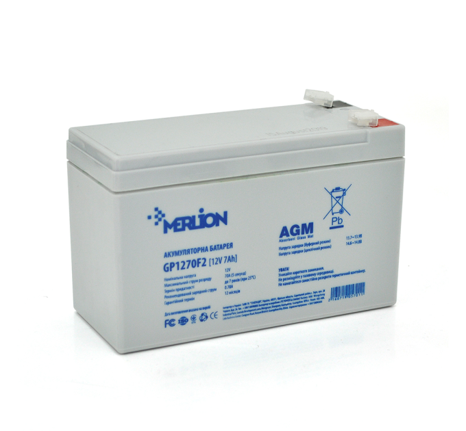 Акумуляторна батарея MERLION AGM GP1270F2 12 V 7Ah ( 150 x 65 x 95 (100) ) White Q10 / 480