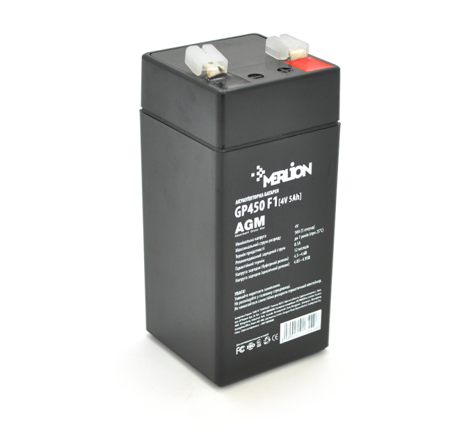 Акумуляторная батаре MERLION AGM GP450F1 4 V 5 Ah ( 47 x 47 x 100 (105 ) ) Q30