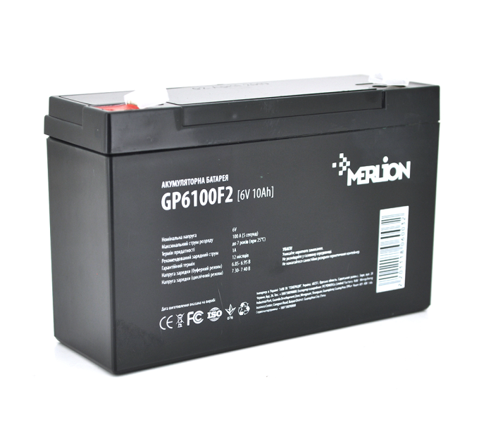 Акумуляторна батарея MERLION AGM GP6100F2 6 V 10Ah ( 150 x 50 x 95 (100) ) Q10 / 540