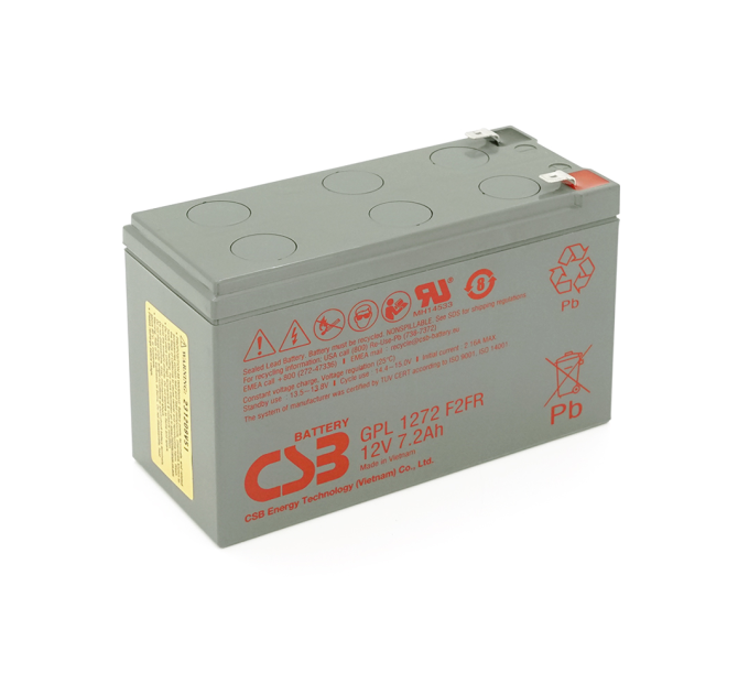 Акумуляторна батарея CSB GPL1272F2, 12V 7,2Ah (151х65х100мм) 2,63кг Q10