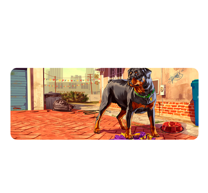 Килимок 300*800 тканинний GTA5 Dog з боковою прошивкою, товщина 3 мм, Пакет