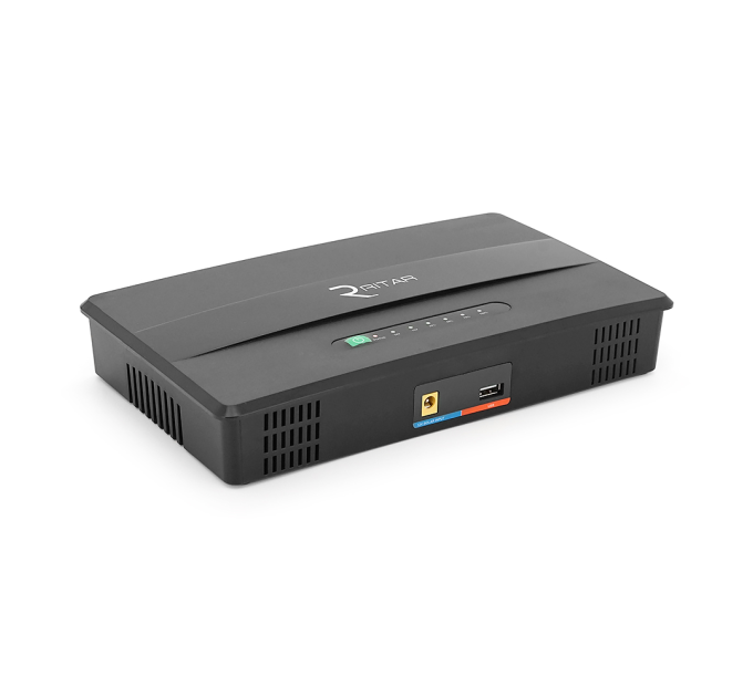 ДБЖ Green Wave-Ritar EcoPlus8100L-100W для роутерів / комутаторів / PON / POE, 5V / USB-2A, 12V / 8A, 19V / 5A, (16000mAh), Black, BOX, Q10