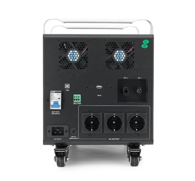 Must HBP1800-2024OS 2560W LiFePO4 LCD, 24VDC, PV / 60A MPPT, 230V ±5%, 6000 cycle 80% DOD, 25°C, 4xUSB, 2x12V1A, Type-C, 3xAC 220V, 275*324*403, 24KG
