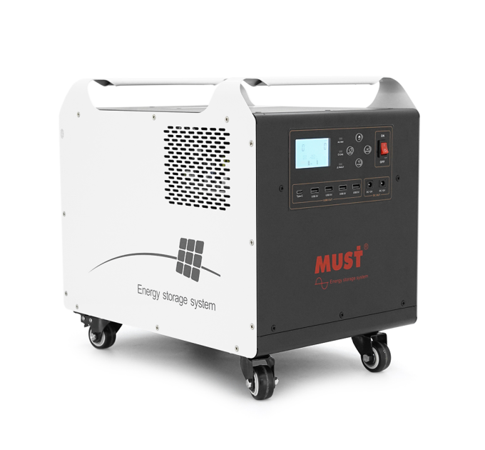 Must HBP1800-2024OS 2560W LiFePO4 LCD, 24VDC, PV / 60A MPPT, 230V ±5%, 6000 cycle 80% DOD, 25°C, 4xUSB, 2x12V1A, Type-C, 3xAC 220V, 275*324*403, 24KG