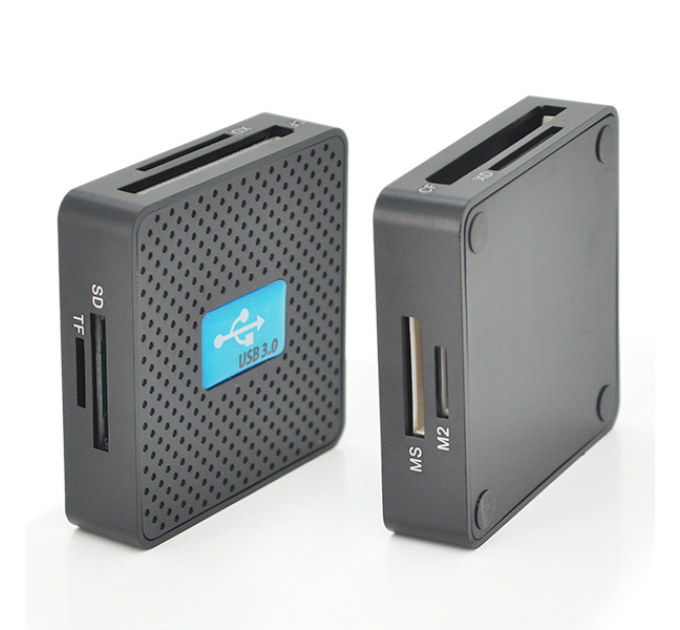 Кардридер універсальний USB 3.0 HDH-939 SD / MMC / MS / TF / M2, USB2.0, Black, Блістер