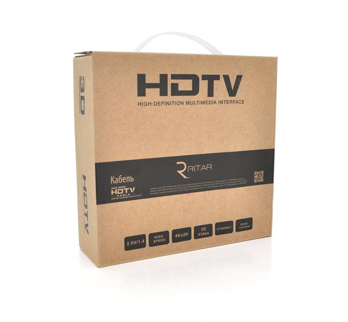 Кабель Ritar Premium PL-HD94 HDMI-HDMI Ultra HD 1080P, 1.5m, v1,4, OD-7.3mm, з фільтром, круглий Black, коннектор Gold, Box, Q150