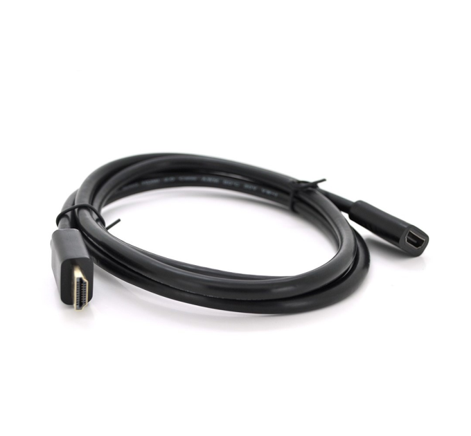 Подовжувач Merlion HDMI (тато) -HDMI (мама) VEGGIEG 0.5m, v2.0, OD-7.0mm, круглий, Black, коннектор Black, (Пакет)