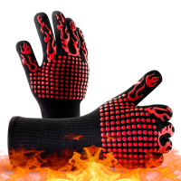 Рукавички термостійкі вогнетривкі HFG-800-Red Torch, до 800°C, Black / Red