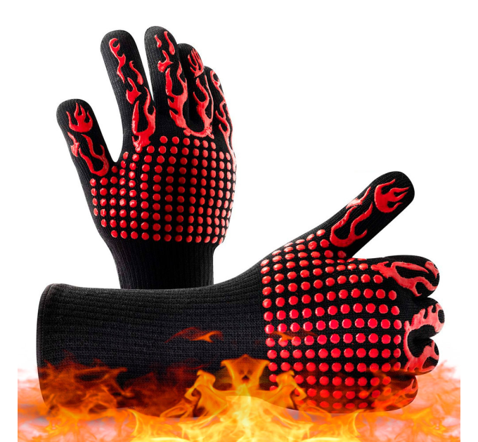 Рукавички термостійкі вогнетривкі HFG-800-Red Torch, до 800°C, Black / Red