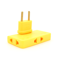 Трійник + перехідник 3 in 1, UK / US-EU, 220В, 10А, поворотний 180°, Yellow