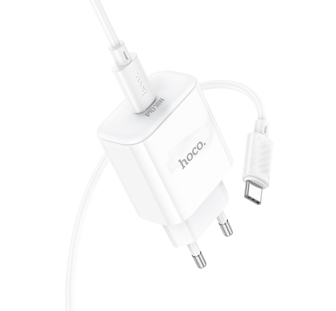 Набір СЗУ 110-240V HOCO C76A Pro+ Type-C кабель, USB-C, PD30W, кабель 1м, White, Box