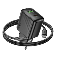 Набір СЗУ HOCO CS25A + кабель Type-C / Type-C, 1xUSB+1xUSB-C, PD20W+QC3.0, кабель 1м, Black, Box