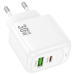 СЗУ 110-240V HOCO CS55A, 1xUSB, 1xUSB-C, PD30W, White, OEM