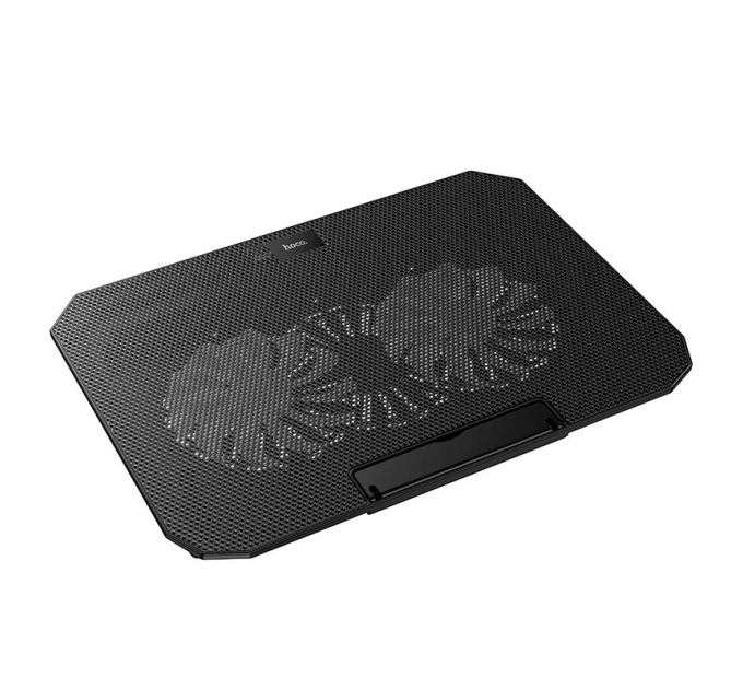 Підставка під ноутбук HOCO GA4, 12-17", 2*140mm 1300±10% RPM, корпус пластик+алюміній, 2xUSB 2.0, 357x262x30mm, RGB, Black, Box