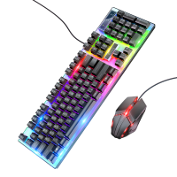 Комплект провідний KB+Mouse HOCO GM18, USB, RGB підсвічування, (Eng / Pyc), Black / White, Box