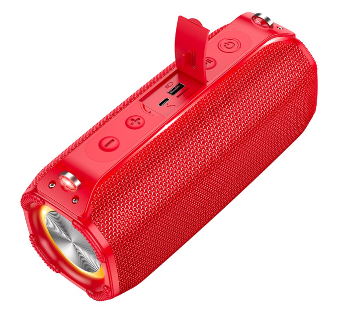 Портативна колонка HOCO HC23 IPX4, BT 5.0, 2x5W, RGB підсвічування, Red, Box
