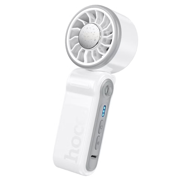 Портативний ручний вентилятор HOCO HX604, 10W, R60мм, 3 режими, вбудований акумулятор 3000mAh, USB кабель, White, Box