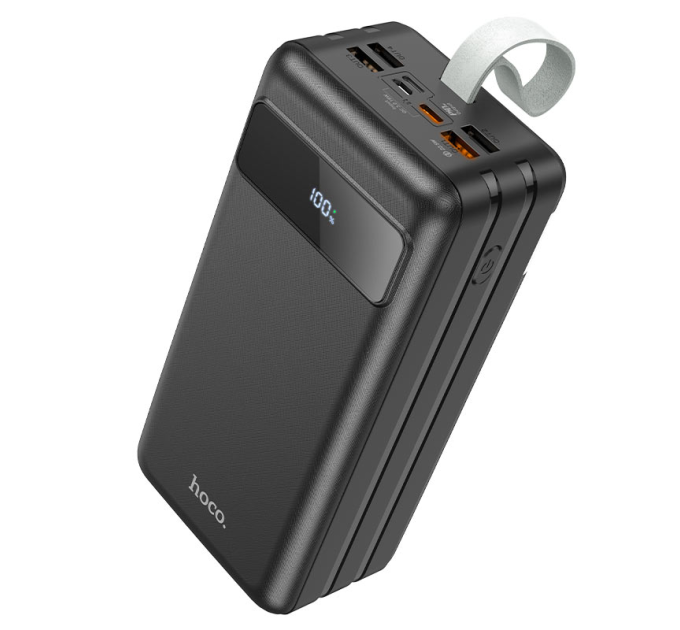 Power Bank HOCO J86B 60000mAh, 4USB+2Type-C+Lighting+micro, 22.5W+PD20W, ліхтарик, Black, 1.33kg