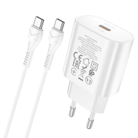 Набір СЗУ HOCO N22+кабель Type-C / Type-C, 1xUSB-C, PD25W, White, Box
