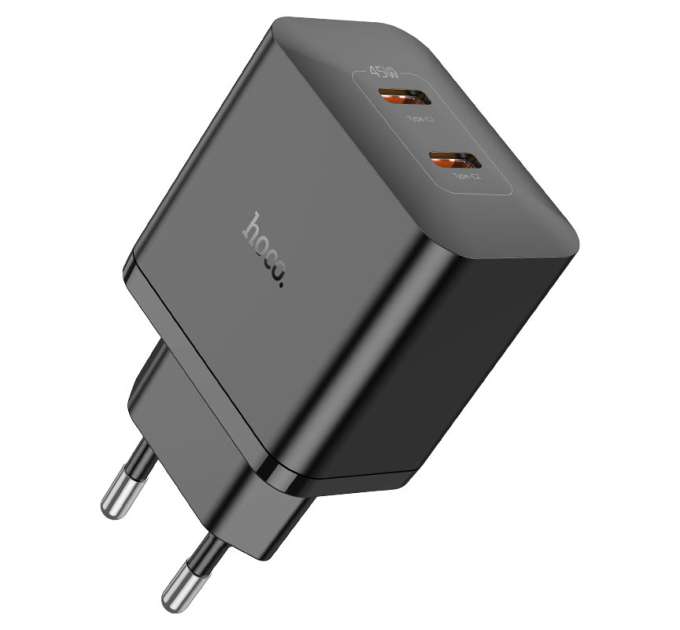 СЗУ HOCO N35, 2xUSB-C, PD45W, Black, Box