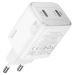 Набір СЗУ HOCO N42 + кабель Lighting, 2xUSB-C, PD45W, кабель 1м, White, Box