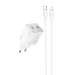 Набір СЗУ HOCO N42 + кабель Lighting, 2xUSB-C, PD45W, кабель 1м, White, Box