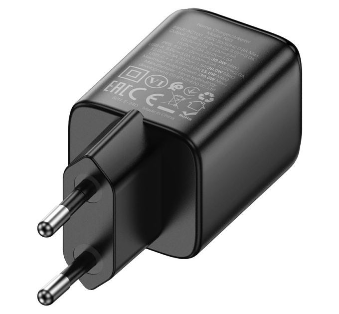 СЗУ HOCO N53 110-240V, PD30W+Q3.0, USB+Type-C, Black, Box
