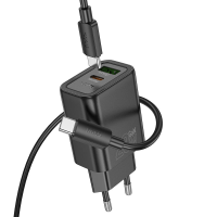 Набір СЗУ HOCO N61 + Type-C / Type-C кабель, 1xUSB+1xUSB-C, PD20W+QC3.0, кабель 1м, Black, Box