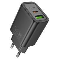 СЗУ HOCO N63 110-240V, PD30W+Q3.0, USB+Type-C, Black, Box