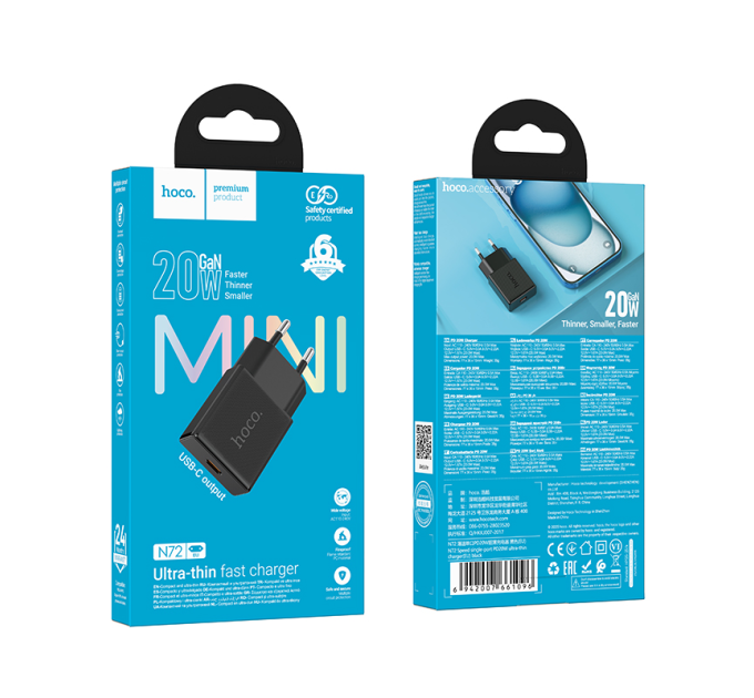 СЗУ HOCO N72, 1xUSB-C, PD30W, Black, Box